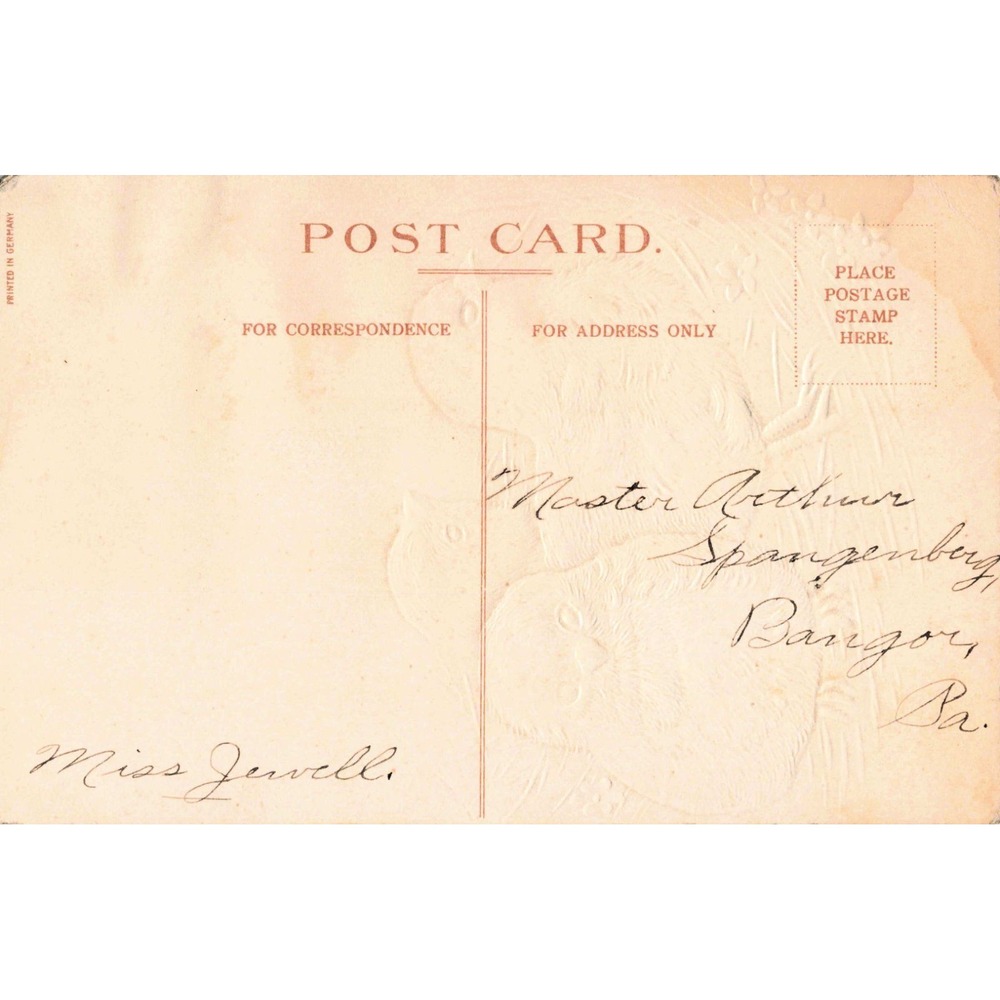 Easter Postcard Three Baby Chicks in Nest Black & Yellow Embossed Antique c1910 - Picture 2 of 2